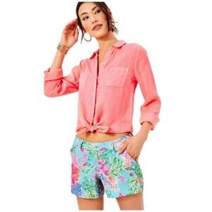 Lilly Pulitzer Callahan Knit Shorts Celestial Blue Cay Print Size 4 NWT